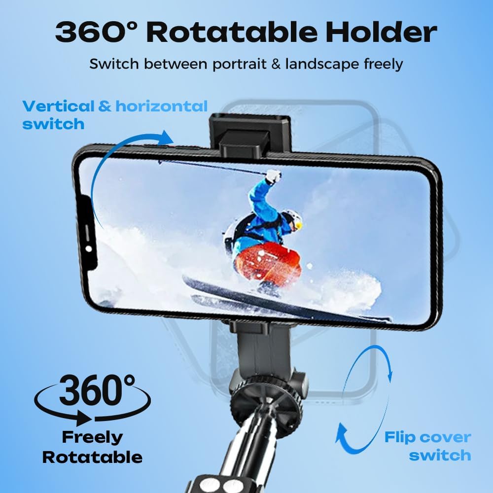 New 6 in 1 Selfie Stick with Fill Light/Auto Face Tracking Selfie Stick Tripod for iPhone with Lig Follows Your Movement 360°Phone Camera Tripod with Wireless Remote (Pink)