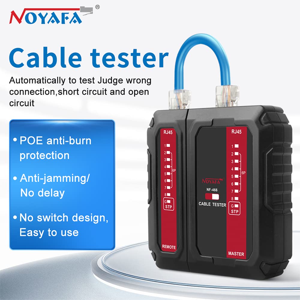 Mulcort Network Cable Tester POE Line Checker Transmitter and Receiver UTP and STP Cable Continuity Tester RJ45/RJ11/RJ12/CAT5/CAT6/CAT7 UTP,Telephone Network Line Tester with Anti-Burnout Protection - Image 4
