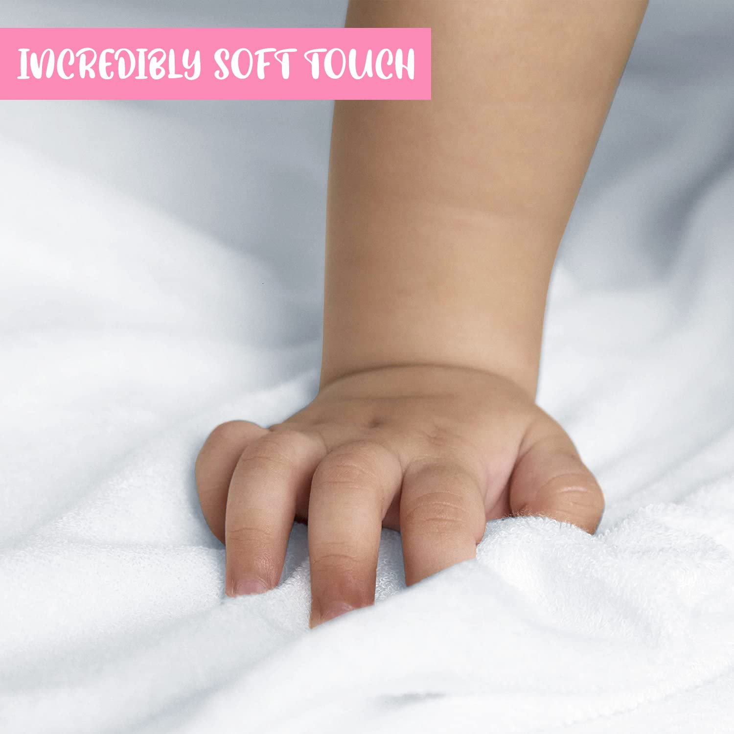 Hikyskin Set of 2 Bamboo Hooded Baby Towels – Luxurious, Large and Super Absorbent – 30 x 30 Inch – Soft and Suitable for Infants, Toddlers and Kids – 400 gsm (White and Pink)