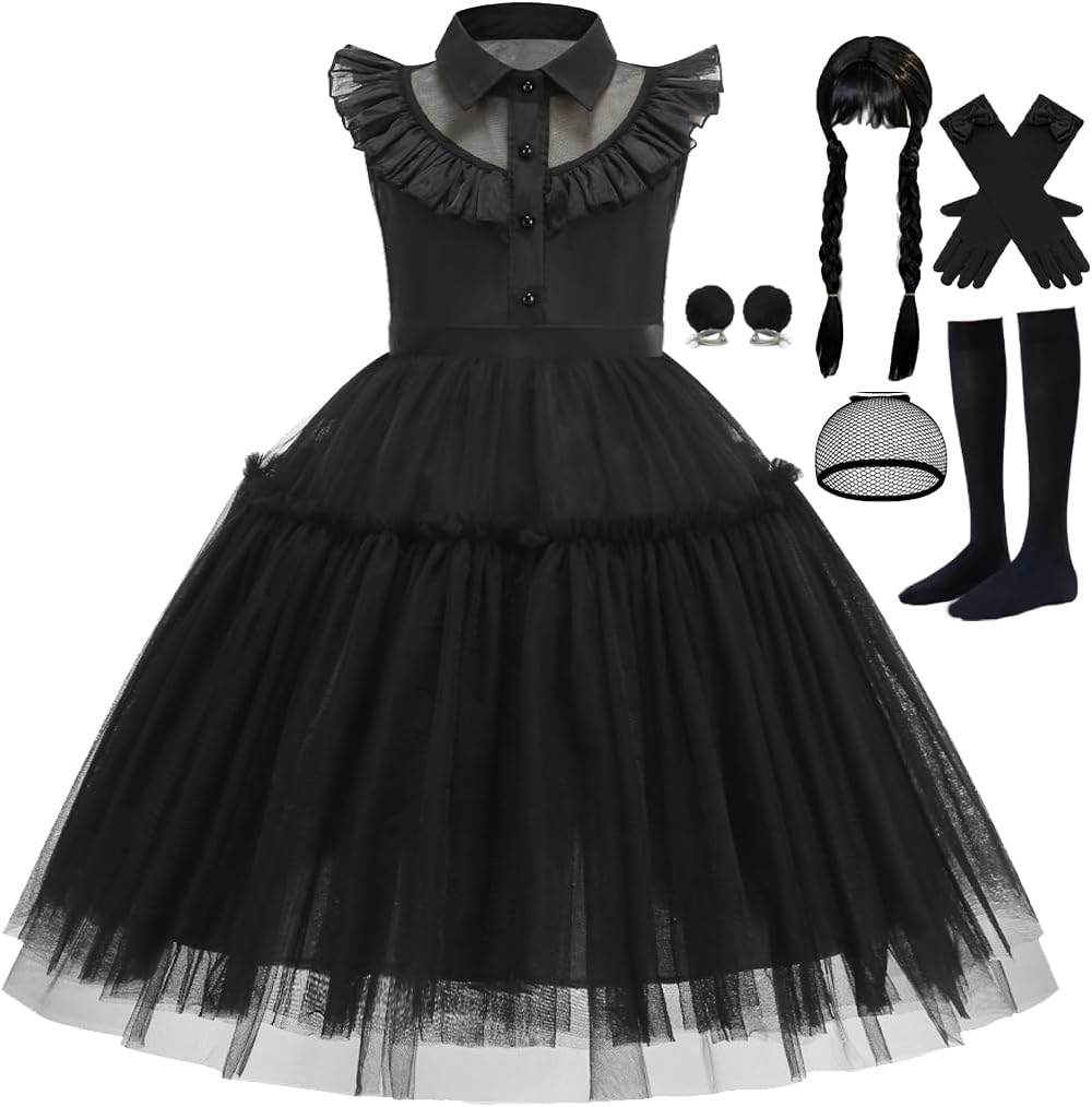 Princess Black Dress for Girls Halloween Carnival Christmas Cosplay Costume