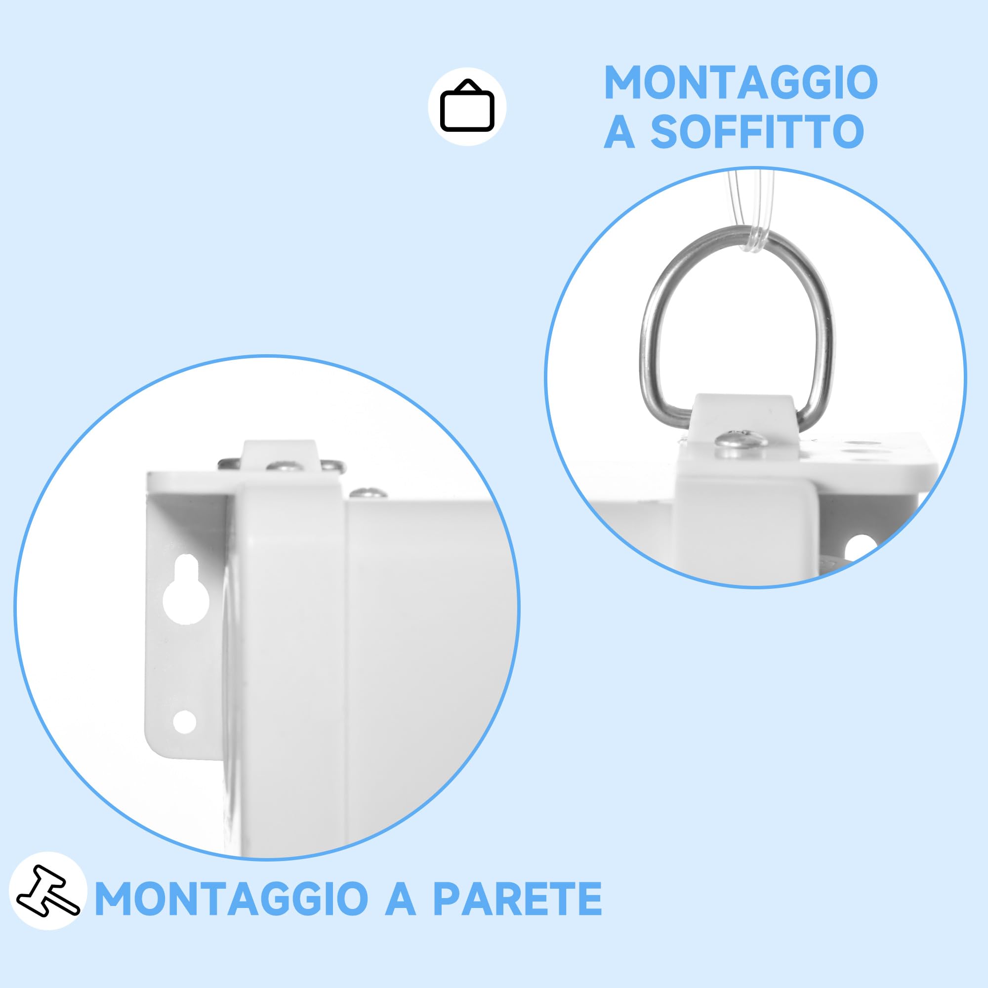 HOMCOM Telo Proiettore da 80 Pollici 4K HD Formato 16:9, Altezza Regolabile Manuale, Schermo Proiettore, Grandangolo di 160 Gradi, Telo Videoproiettore per Casa, Home, Cinema, Ufficio, Esterno, Bianco