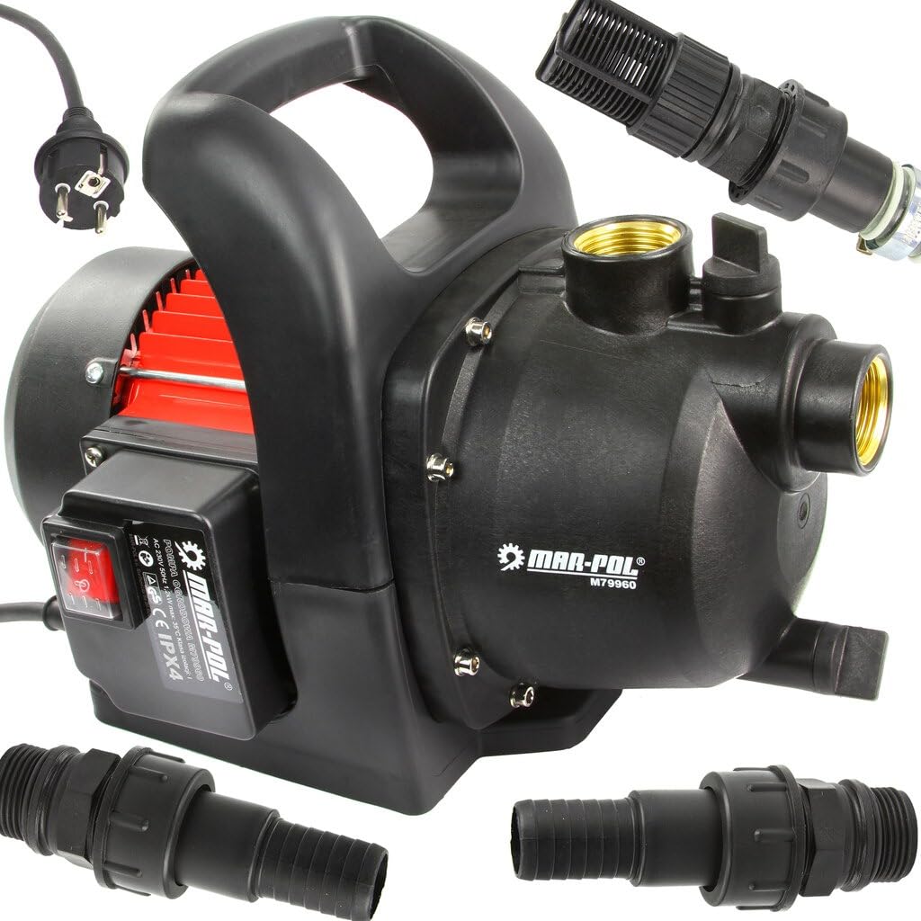 Pompa da Giardino da 1" | per Acqua Pulita | Potenza Nominale 1500W | Portata max 3500 l/h | Pressione Operativa 4 bar | Altezza Sollevamento 46 m | Profondità aspirazione 8 m