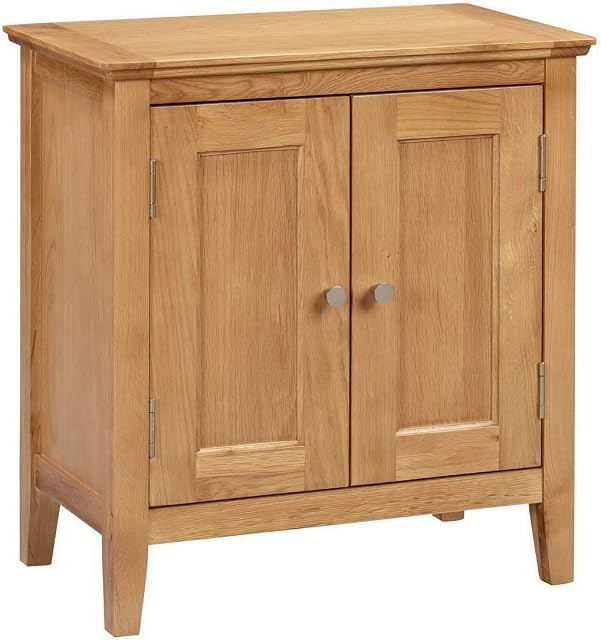 Hallowood Furniture Hereford Oak Small Storage Cabinet in Light Oak Finish  Solid Wooden 2 Door Storage Cupboard with 1 Adjustable Shelf for Bedroom  Multipurpose Cupboard for Kitchen & Living Room