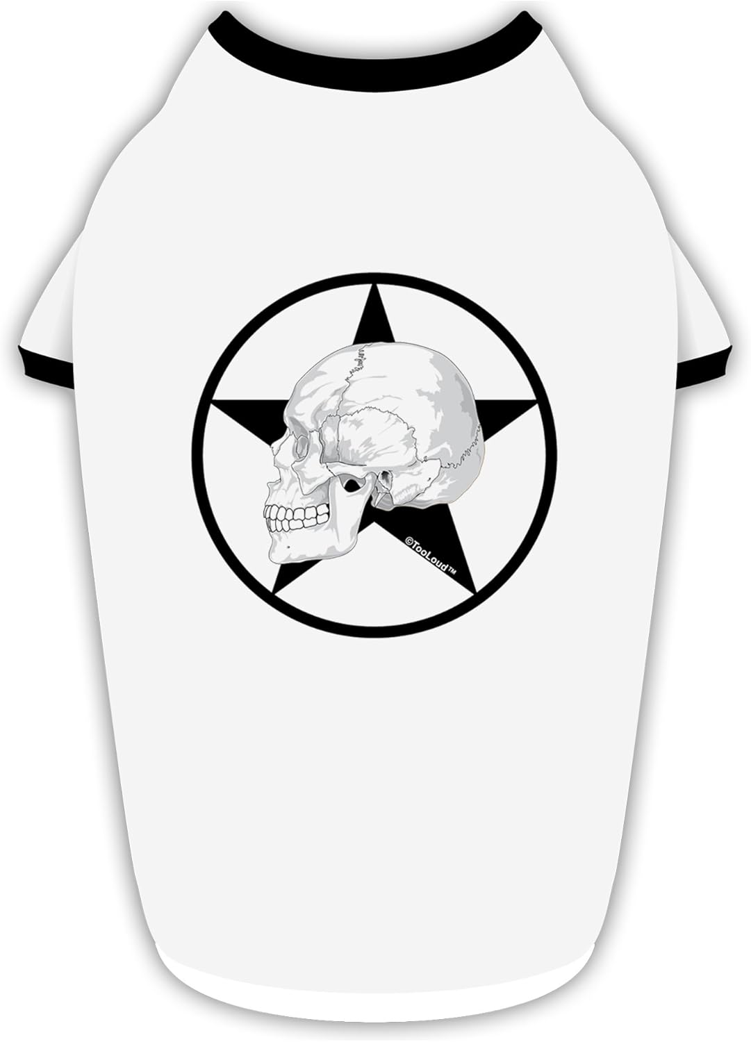 TOOLOUD White Skull with Star Cotton Dog Shirt White with Black Medium