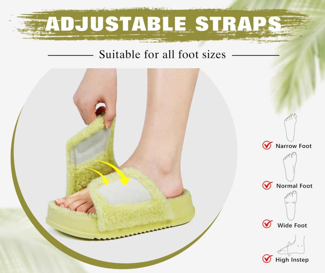 KuaiLu Cushion Slippers For Women with Orthotic Arch Support Wide Adjustable Open Toe Furry Fur Sandals Warm Teddy Fleece Recovery Slides Slip On House Shoes Indoor Outdoor Outfits - Image 6