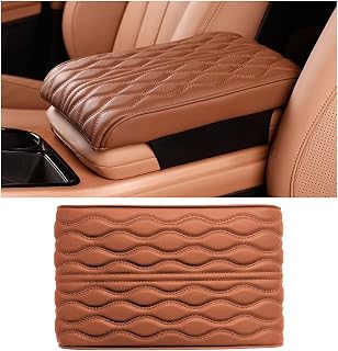 Ziciner Car Center Console Cover, Leather Memory Foam Armrest Cushion Protection Pad, Waterproof Hand Rest Pillow with Height Increase, Universal Accessory for Most Car (Brown)