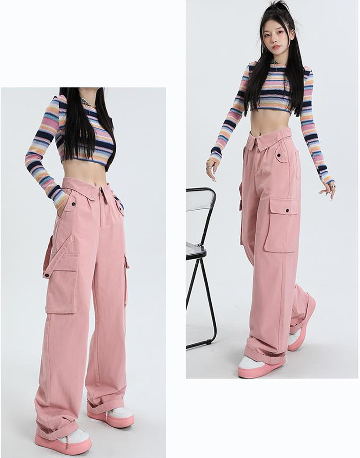 Women's Workwear Pants Spicy Girl Sweet Cool Style Workwear Pants Women's Casual Wide Leg Pants