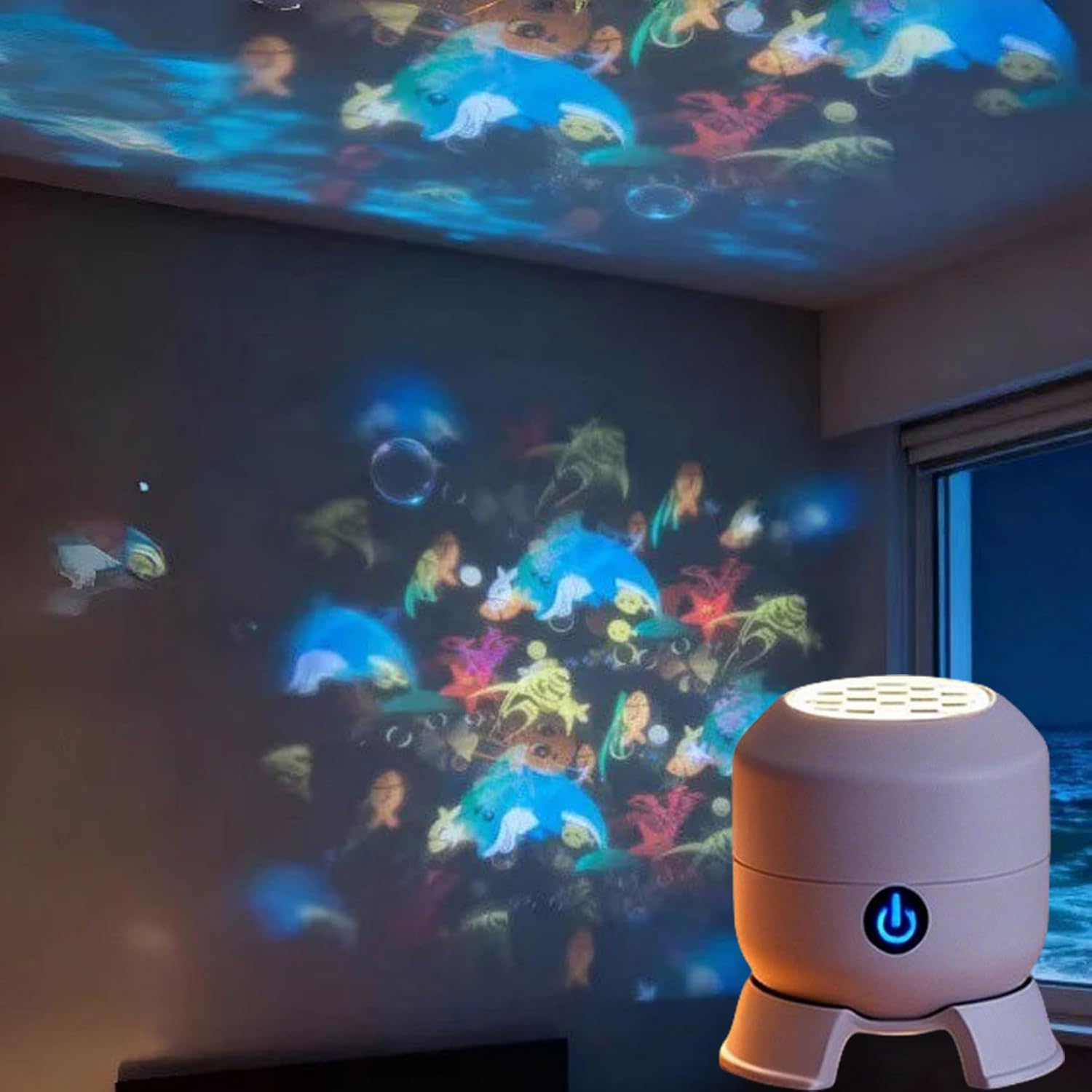 Dynamic Rotating LED Projector Light, Colorful Rotating Projection Light, Rechargeable Dynamic Ocean Wave Snowflake Projection Lamp, Adjustable Brightness Mood Lighting for Home, Bedroom (Ocean)