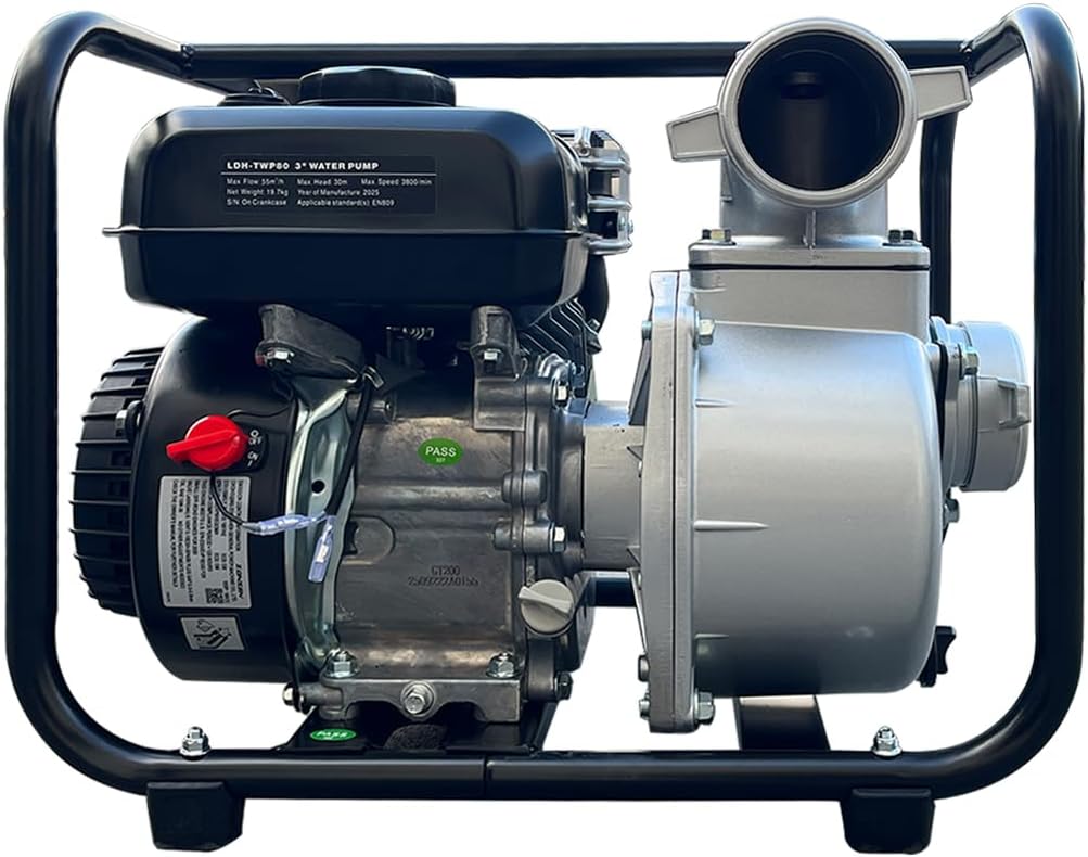 7HP Gasoline Powered Water Pump | 3" Inlet/Outlet | 208CC 4-Stroke OHV Engine | for Irrigation, Flood Control & Construction