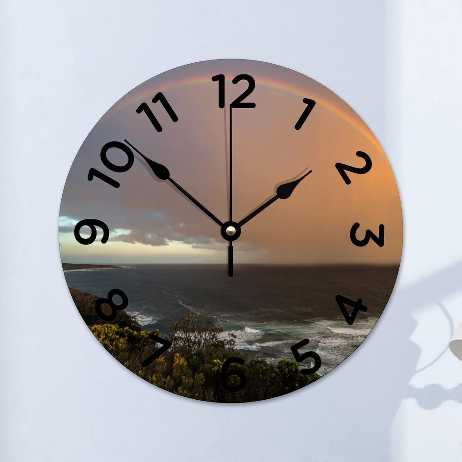 Horloge murale silencieuse Rainbow Coast pour salon et cuisine