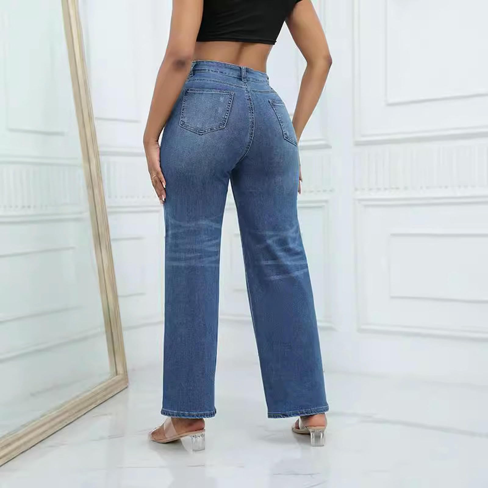Jeans da Donna I Elastici Strappati Sciolti Sono alla Moda E Versatili-Blu Chiaro-2xl