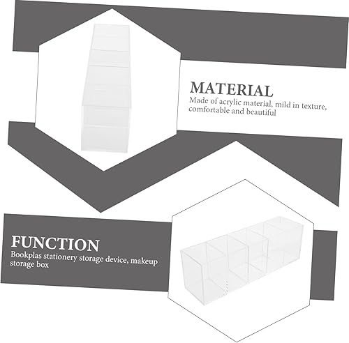 Miniatura 8 de STOBOK Caja de almacenamiento de acrílico, organizador de maquillaje, soporte para lápices para escritorio, oficina, caja de almacenamiento