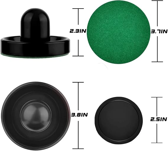 Air Hockey Pushers and Pucks - Air Hockey Paddles and Goal Handles Replacement Accessories for Game Tables (4 Pushers, 8 Pucks)