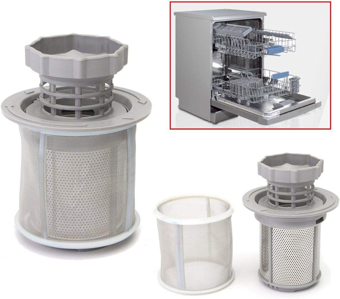 GIlH 2 Part Dish Washer Mesh Filter Set Grey PP Dishwasher For BOSCH