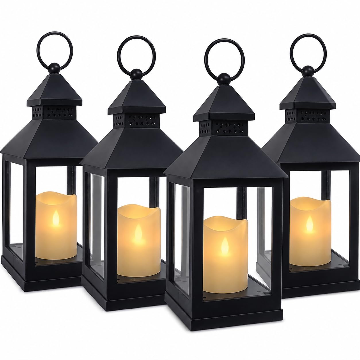 Amazon.com: Black Lanterns Decorative Set of 4 with LED Flameless