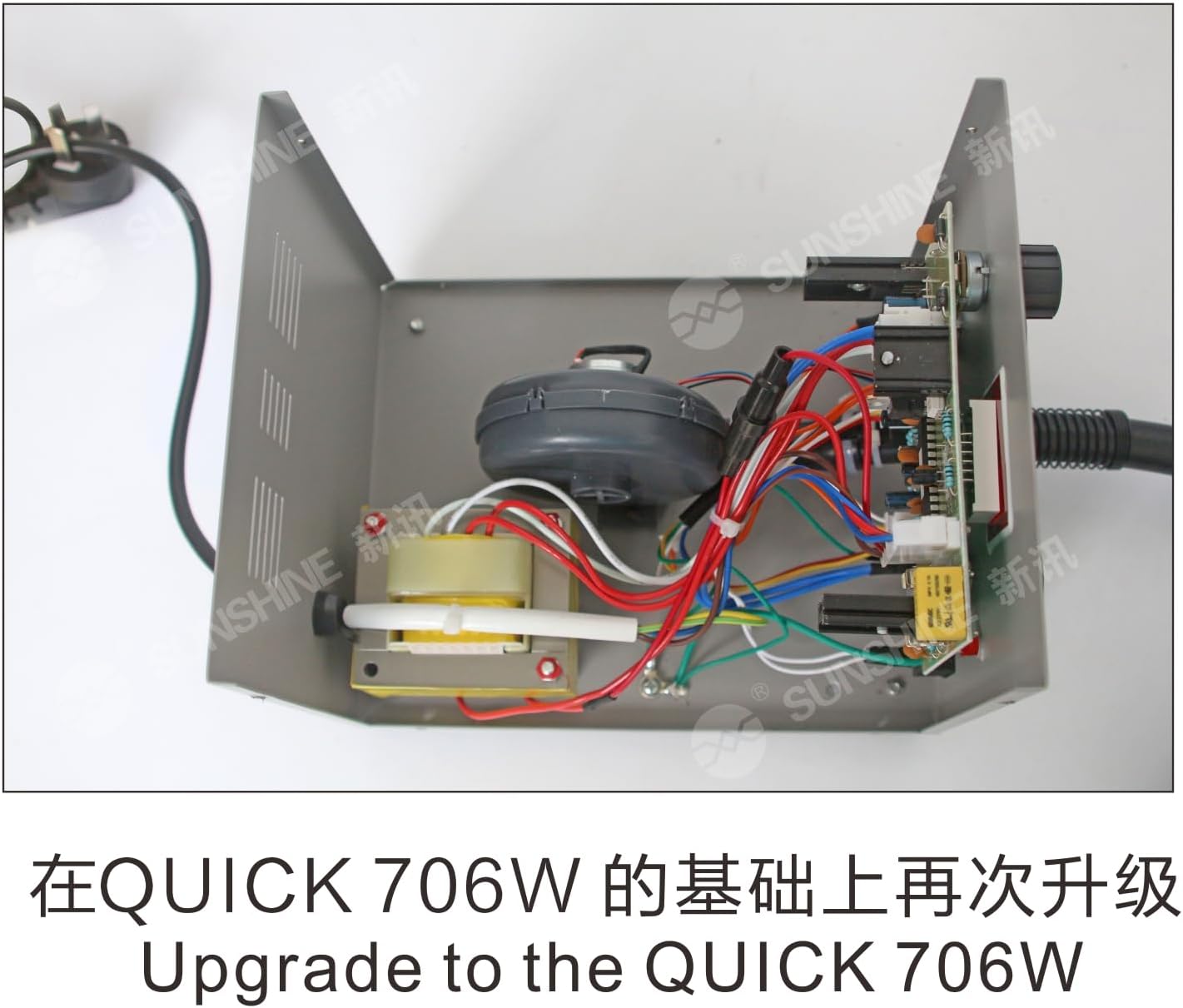 QUICK/SUNSHINE 706W+ 2 in 1 Digital Display Hot Air Gun + Soldering Iron Anti-static Temperature Lead-free Rework Station With 3 Nozzles