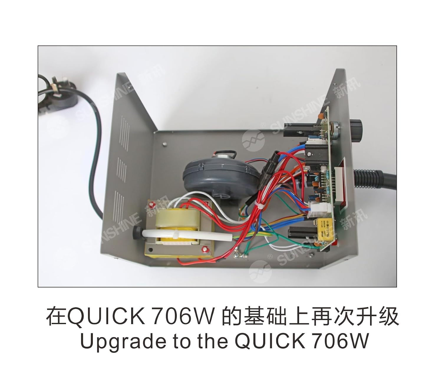 Sunshine 706W+ 2 in 1 Digital Display Hot Air Gun + Soldering Iron Anti-Static Temperature Rework Station with 3 Nozzles