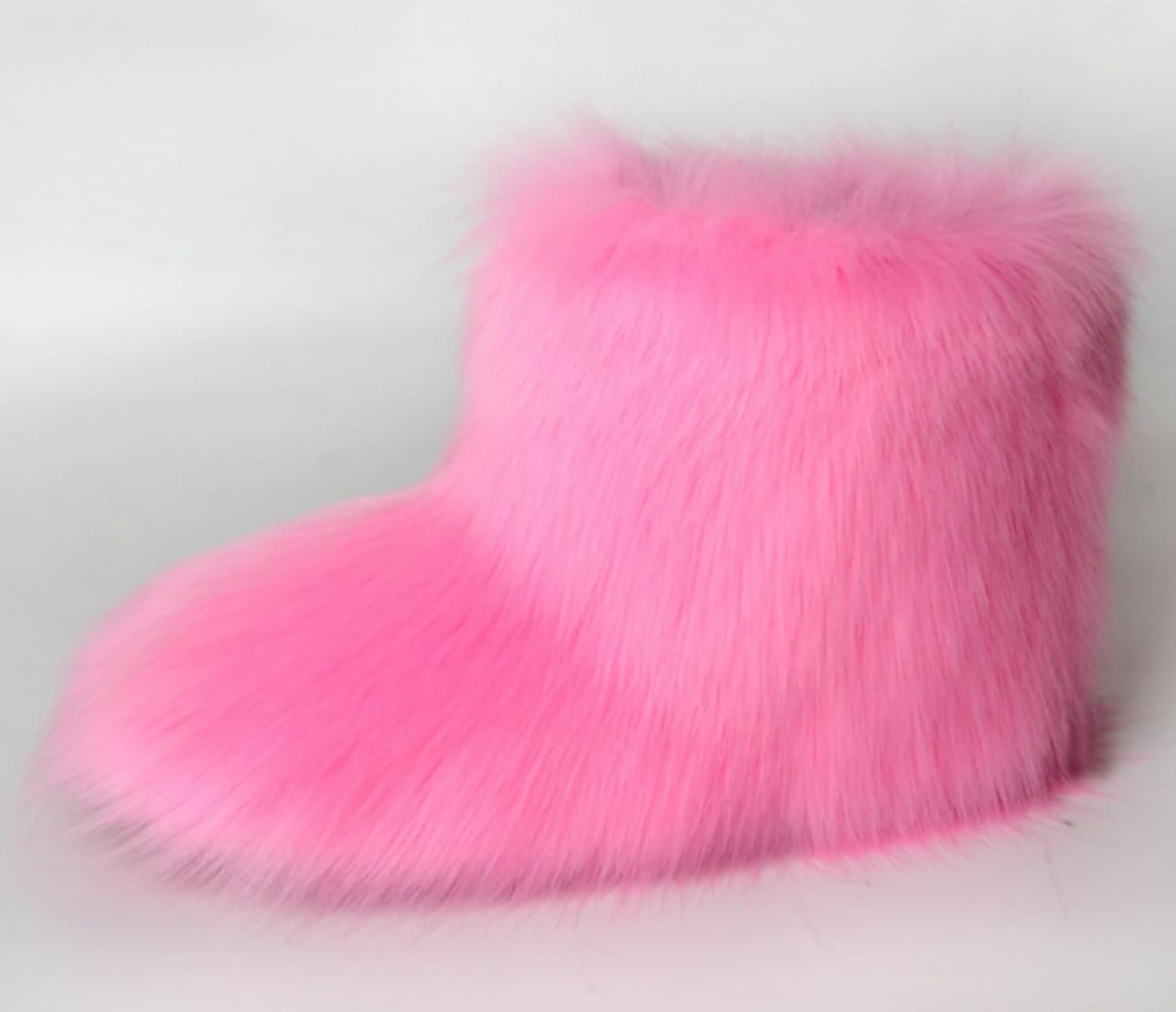 LLTMALL Kids Faux Fur Lined Ankle Snow Boots Pull on Solid Color Furry Booties
