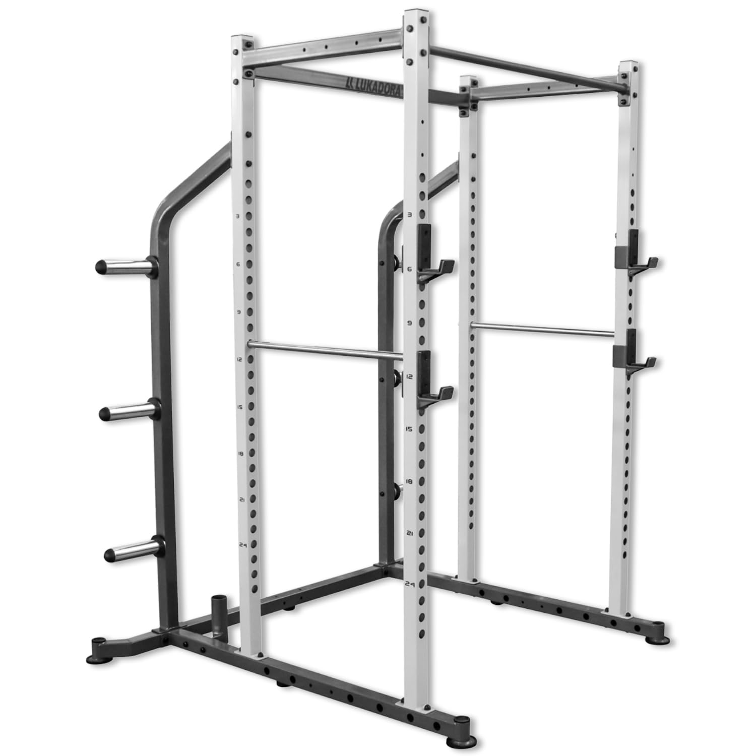 Lukadora Power Rack (Power Cage) | Multifunctional Power Station with Pull-Up Bar, Barbell Rack and Weight Plate Holders.