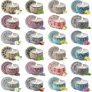 Yinuo Mirror Gifts for Women, 24 x 70 g Scented Candles Gift Set for Women, Soy Wax Aromatherapy Candles for Mother’s Day, Christmas, Birthday, Valentine’s Day, Bathroom, Yoga