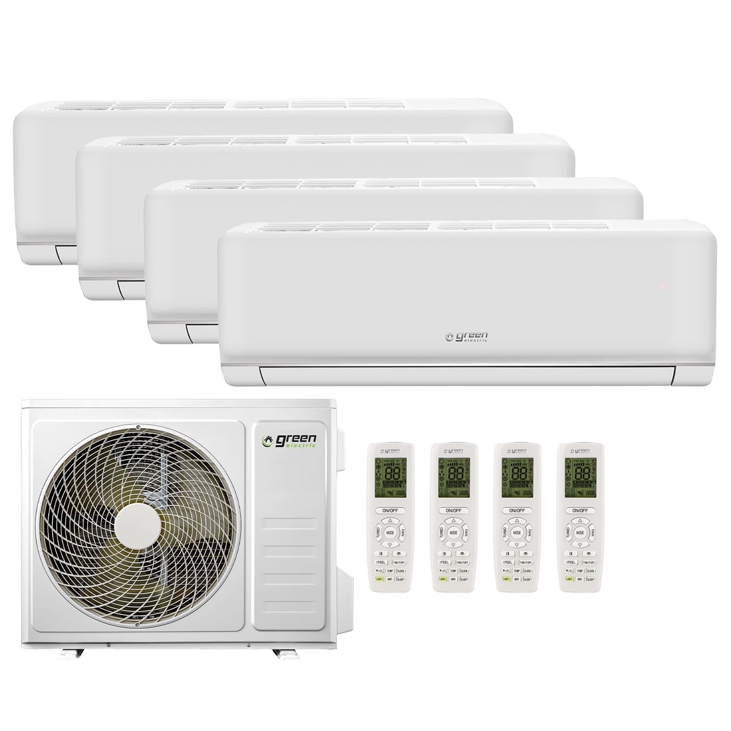 Plus Klimaanlage Quadri Split 9000+9000+9000+18000 BTU, Wi-Fi R32, Energieeffizienz A++/A+, 4 Innengeräte und 1 Außengerät, mit Fernbedienung, Geringer Stromverbrauch
