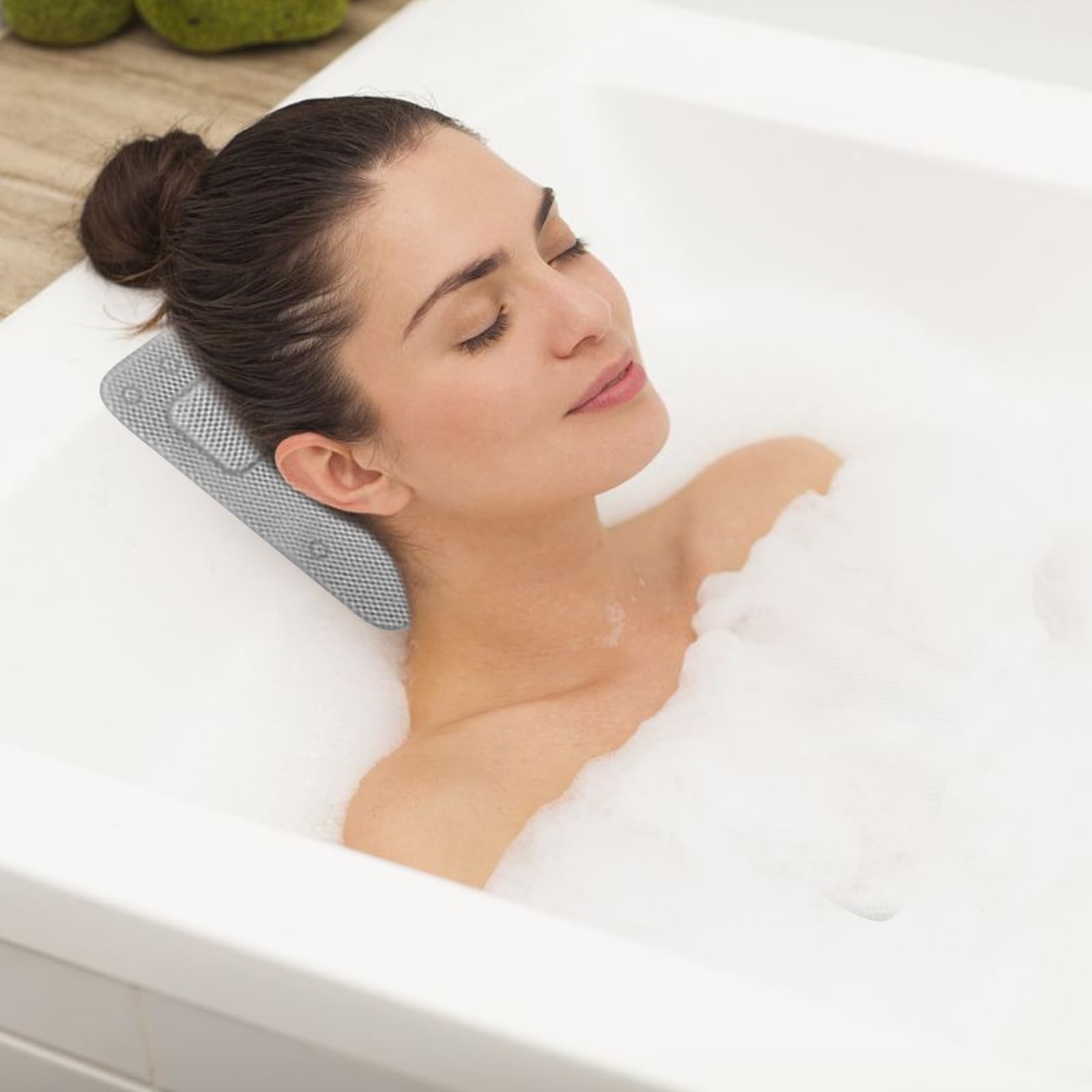 Cuscino Da Bagno Con 6 Ventose - Supporto Testa E Collo In Mesh 3D