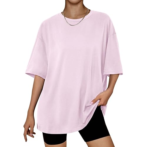 Trendy Queen Womens Oversized Summer T Shirts Fashion Workout Plus Size Tops Short Sleeve Beach Vacation Gym Clothes 2025