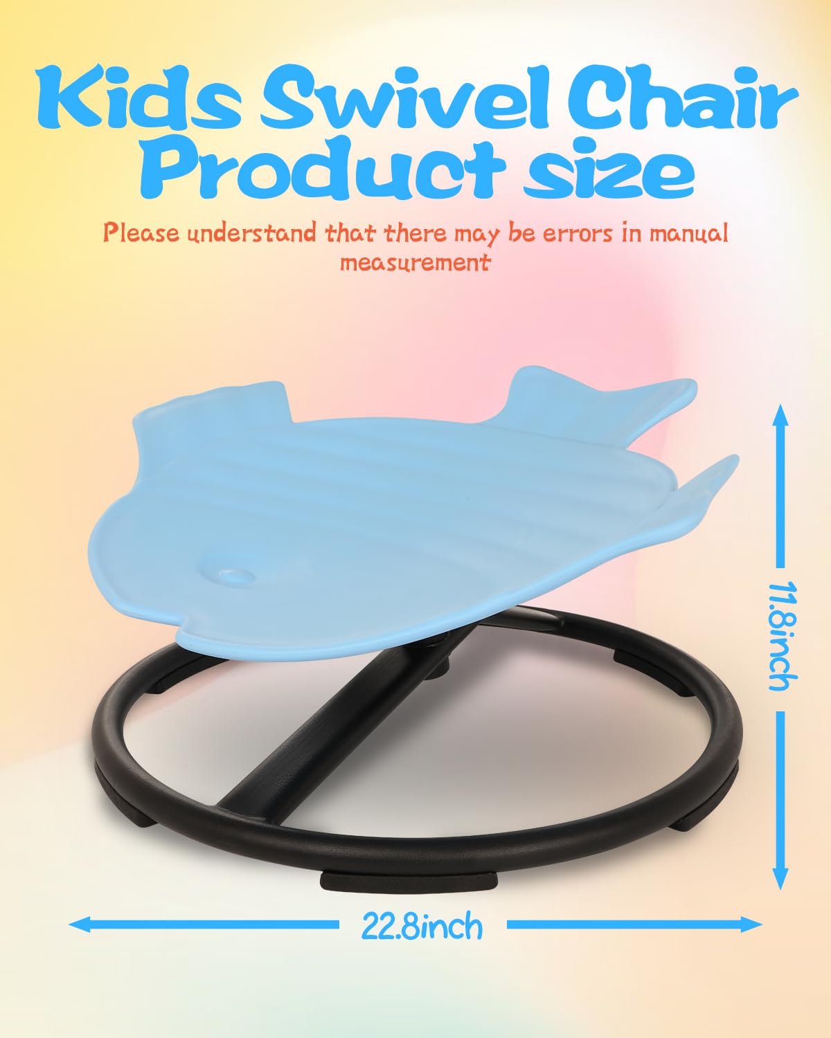 Spin Seat for Sensory Kids,Fish Non-Slip Sensory Toys Chair for Kids,Light Blue Spinning Chair Wobble Chair Kids for Training Coordination,Metal Base Spinning Chair Balance Toys for Autistic Kids