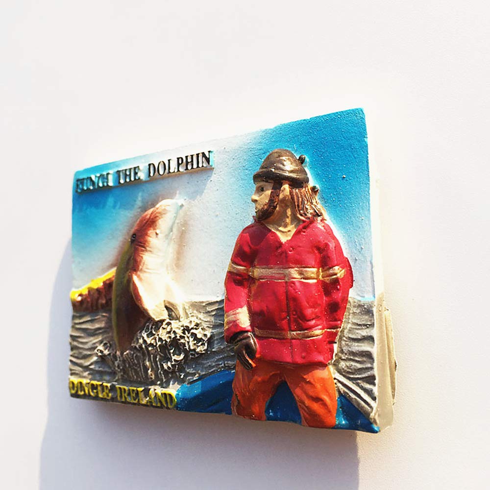 Magnete Frigorifero 3D Resina - Dingle Island Irlanda Con Delfino - Souvenir Viaggio Fatto A Mano
