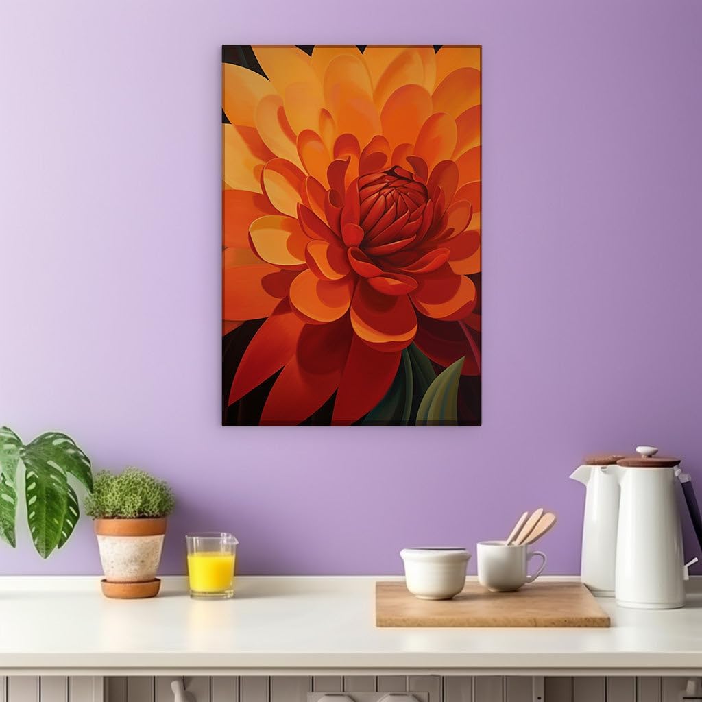 Canvas for Living room. Vivid Hues of Nature: A Mesmerizing Portrait of an Orange Bloom, 27 x 18 inch Canvas Wall Art - Contemporary Masterpieces - Modern Home Decor - 69x46 cm (27x18 inch)