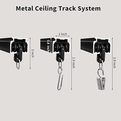 Miniatura 2 de Cortinas de montaje en el techo, divisor de habitación, separador de privacidad, barras de cortina, barras de rieles resistentes, juego de ganchos