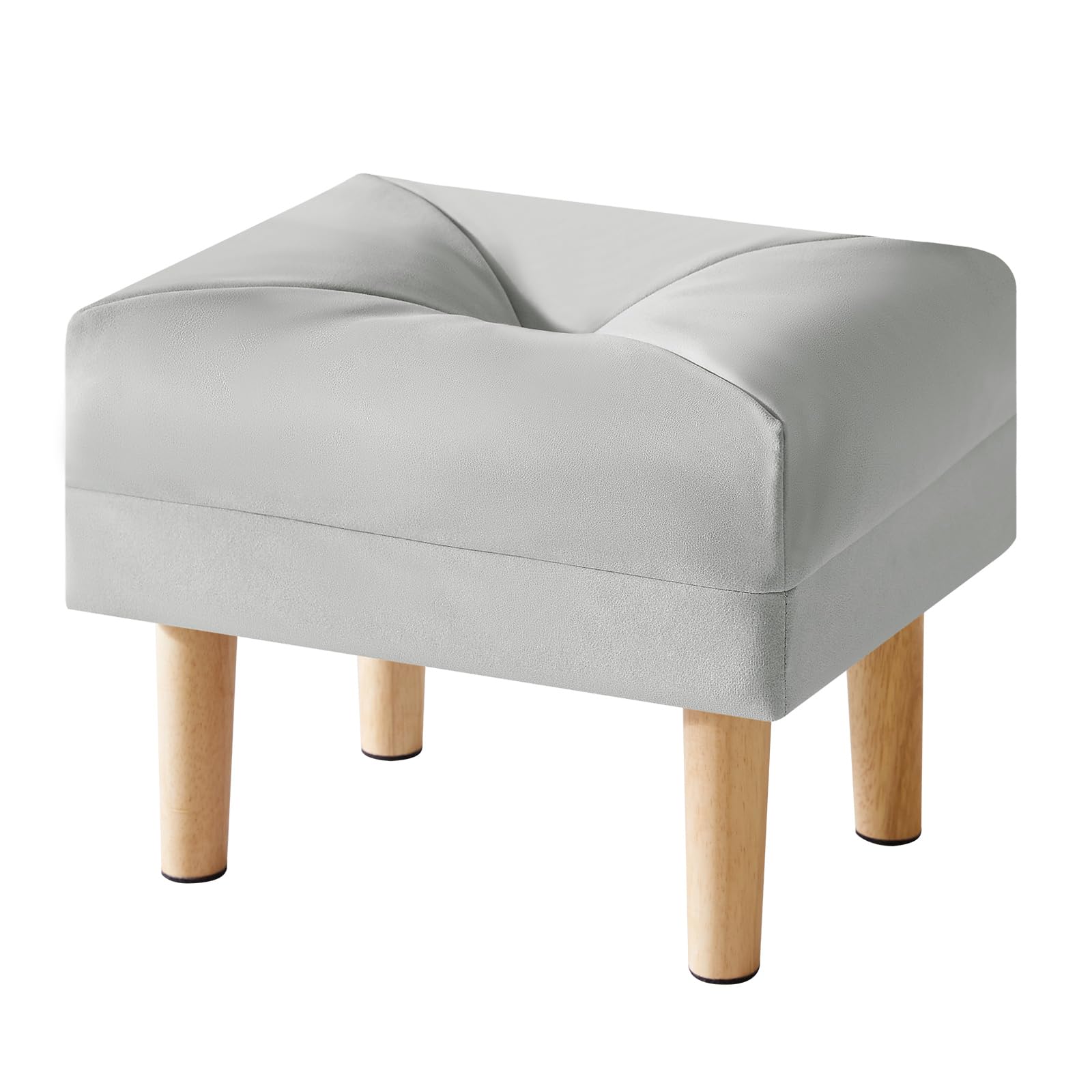 YMYNY Square Ottoman Stool, Small Wooden Stool, Ottomans, Low Stool, Shoe Changing Stool, Sofa Stool, Faux Leather Footstool for Living Room, 40 x 29 x 32 cm, Grey HBD040G