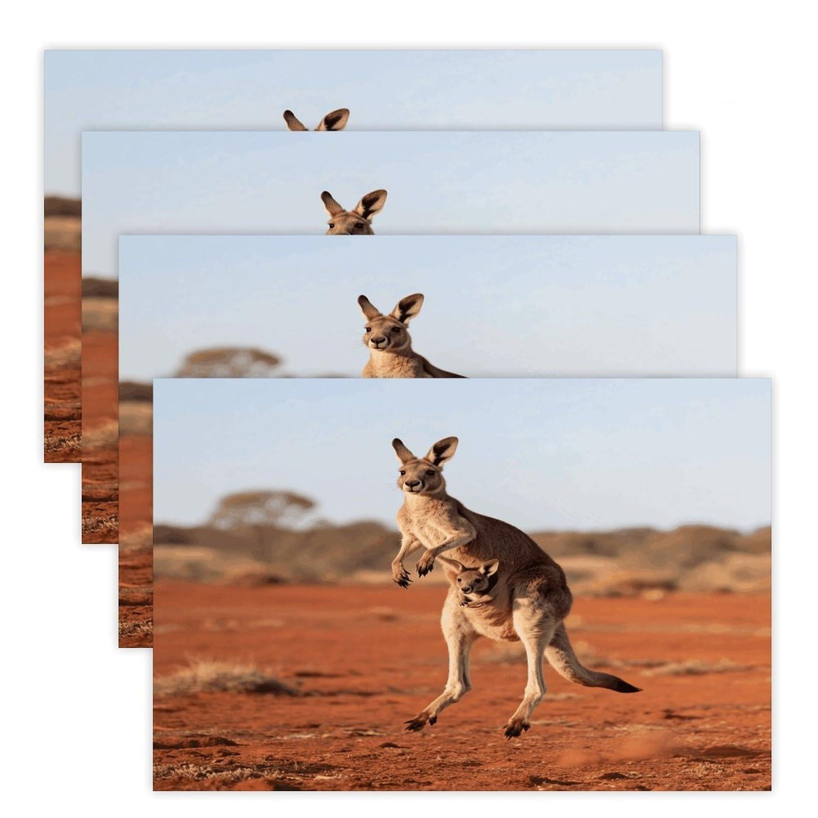 Kangaroo Placemats Heat Resistant Non-Slip Place Mats Washable Wipeable Table Mat Kitchen Dining Table Decoration Placemats Indoor Outdoor Place Mats 17.7’’×11.8’’