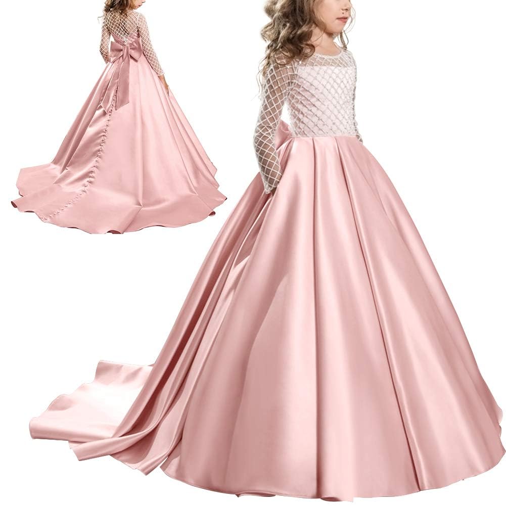 Blumenmädchen Kleid Kinder Prinzessin Langes Abendkleid Brautjungfern Hochzeitskleid Mädchen Kleid Mädchen Mädchenkleid Faschingskostüm Mädchen