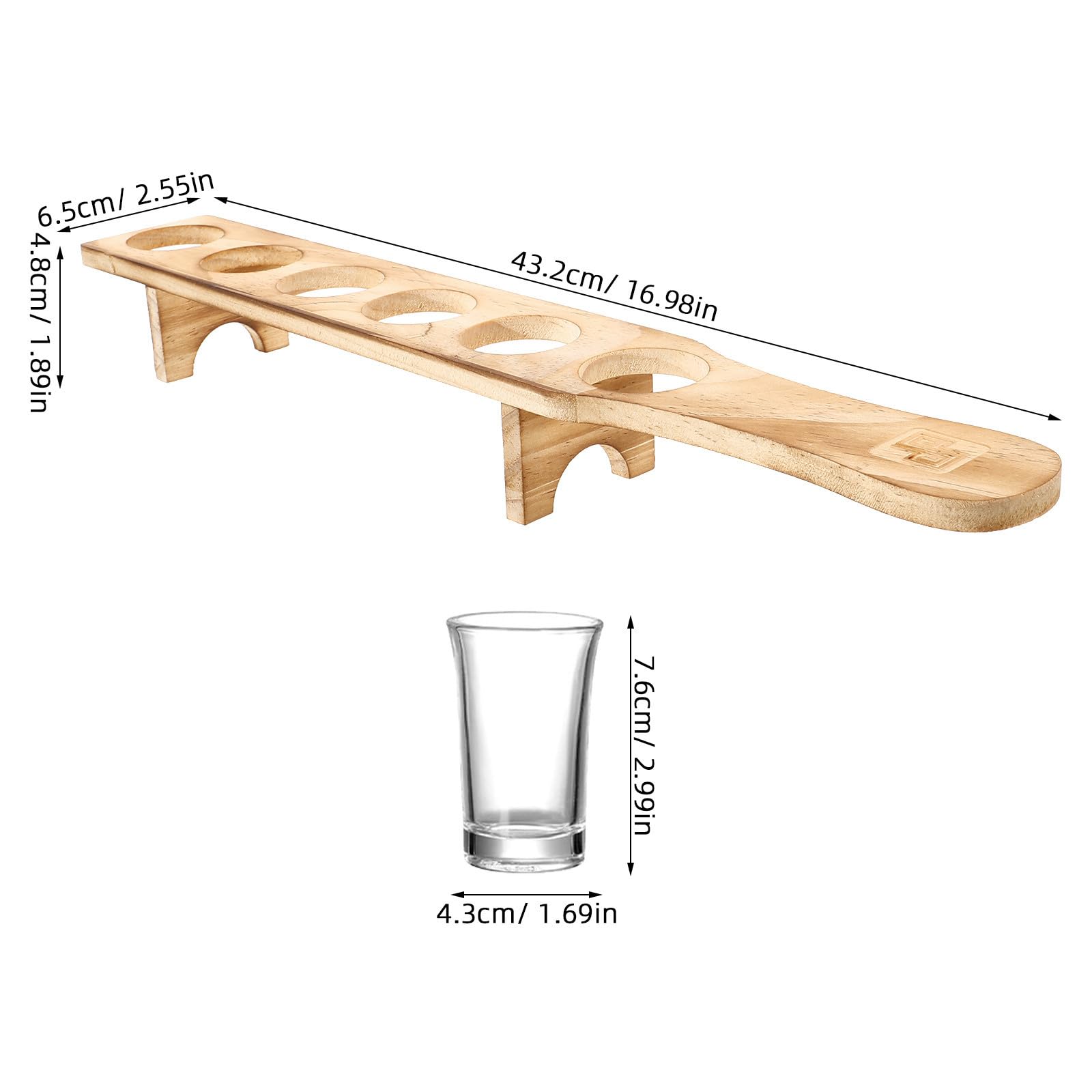 jojofuny 2 Ensembles Ensemble de Verres à Shot en Verre Transparent avec Verseur Précis, Plateau en Bois Robuste pour Bar à Domicile, Organisation Élégante et Rustique, Capacité 1,5 Oz