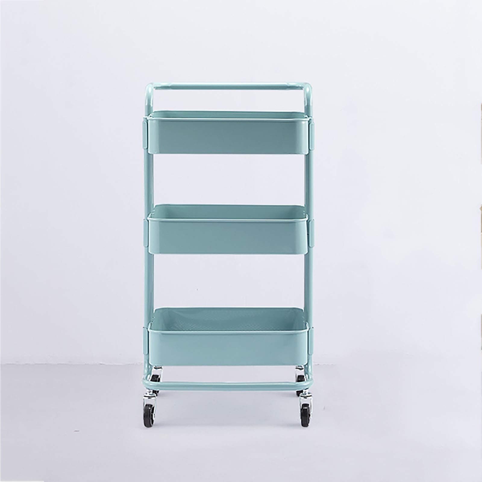 Yeabett Chariot de rangement à 3 niveaux, chariot utilitaire sur roulettes avec tiroir pour cuisine, salle de bain, bureau, salon, rose