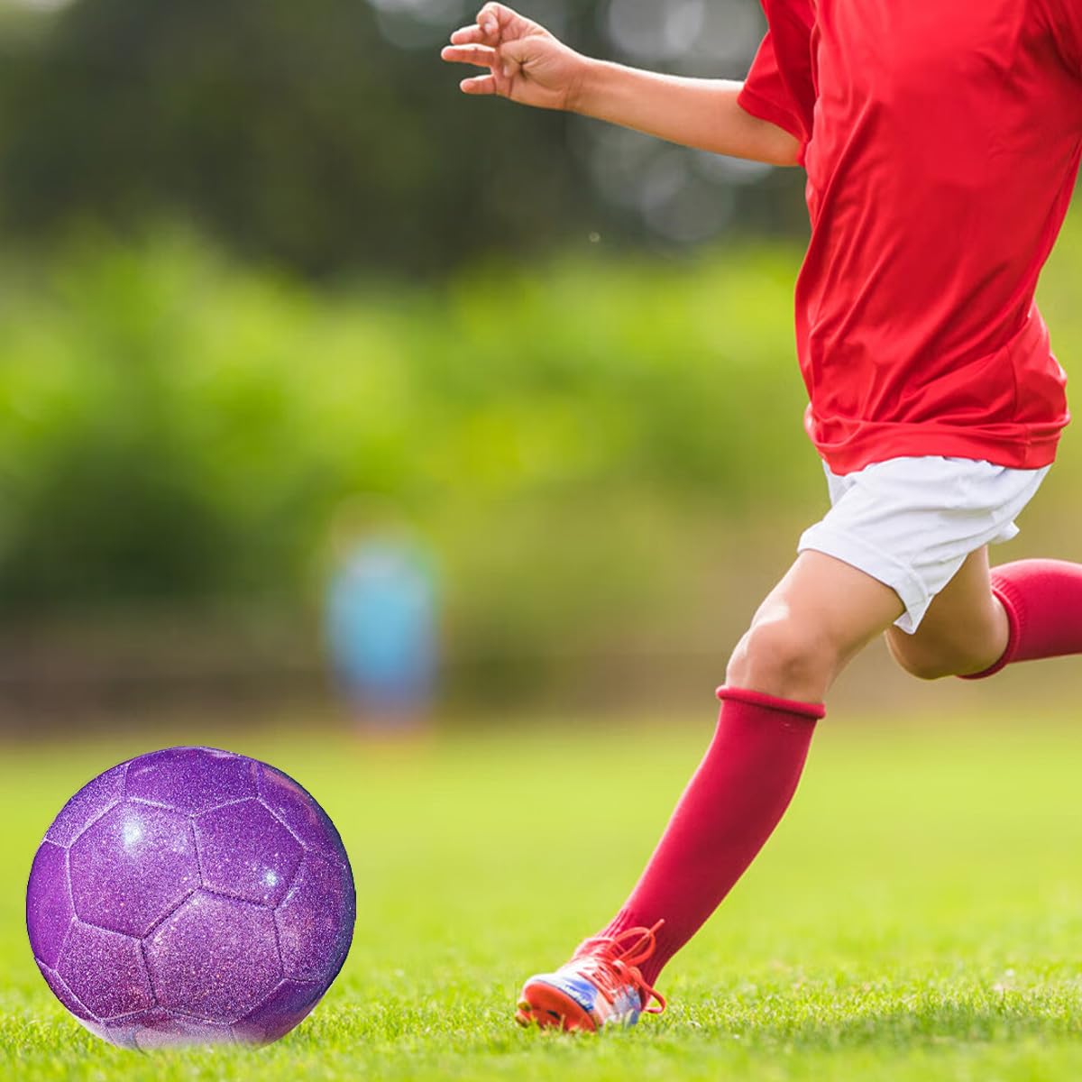 Balón de fútbol brillante, tamaño 3, 4, 5, entrenamiento de práctica, viene con bomba y aguja