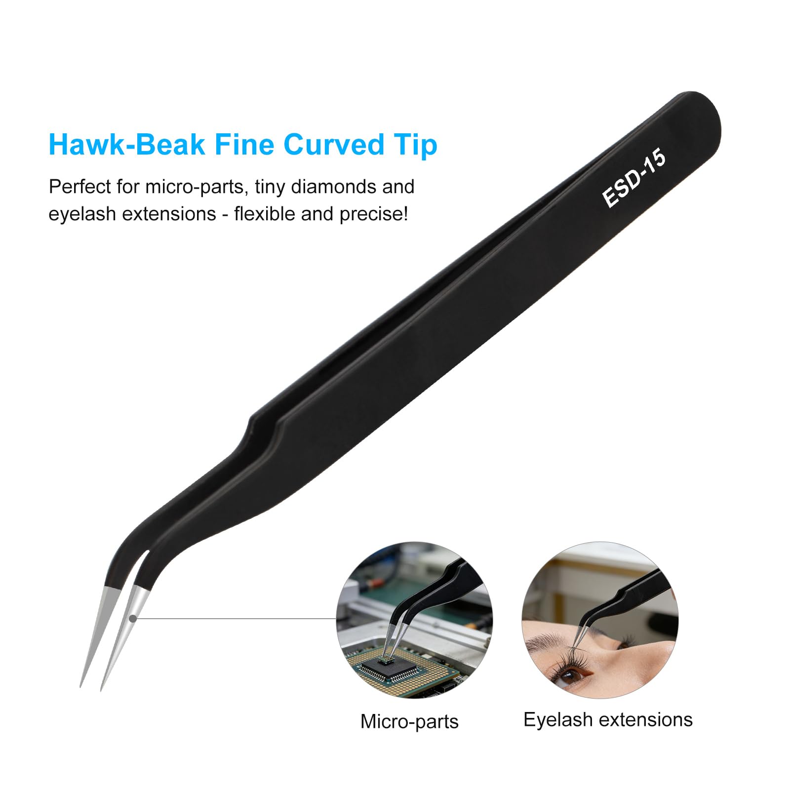 3PCS Precision Tweezers Set, Upgraded ESD high-end anti-static for Craft — Amazon image 5
