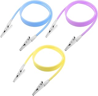 Clips dentales para babero, 3 piezas de silicona suave, para correr, babero, cadena para el cuello para jóvenes adultos mayores (azul, amarillo, morado)