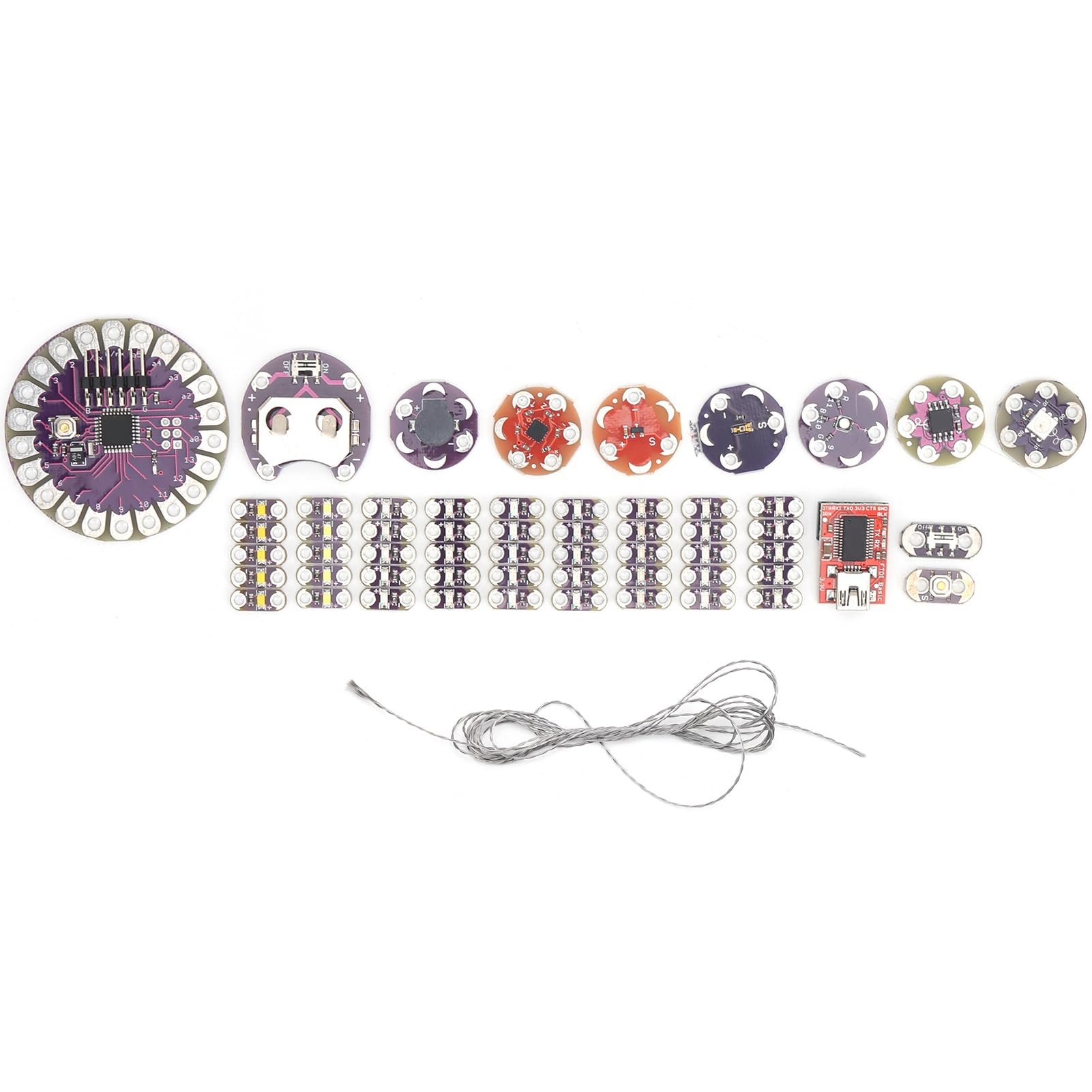 AKLOSIPY Lilypad - Kit de costura electrónica para principiantes, juego de roscas conductoras para proyectos textiles electrónicos interactivos