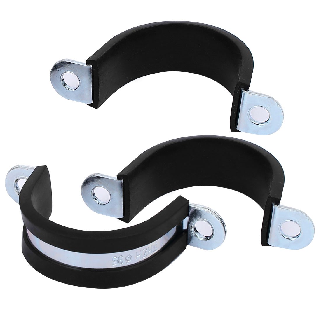 Aexit M35 EPDM Clamps Rubber Lined U Shaped Pipe Tube Strap Clamps Clips Strap Clamps Fasteners 3pcs