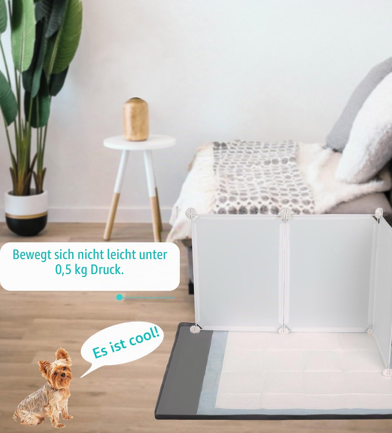 Purrfect Pfotentoilette mit hohen Wänden, Indoor-Hundetöpfchen für kleine und mittelgroße Hunde, kein Verschütten von Urinierpad-Halter