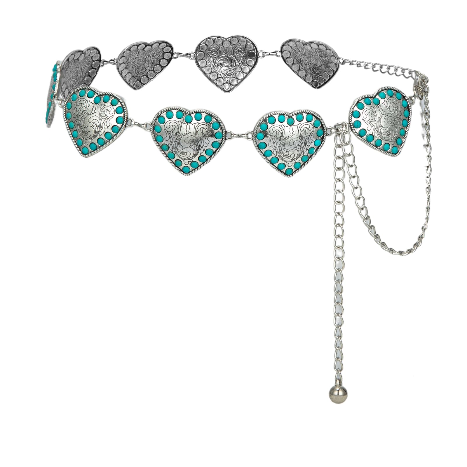 ILuvatar Western Metal Concho Belt for Women Cowgirl Waist Chain for Women Dress Pants Adjustable