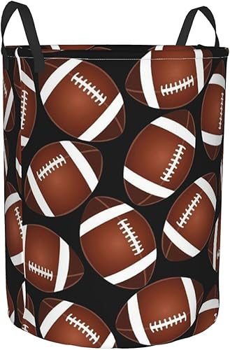 Miniatura 7 de Cesta de lavandería plegable de fútbol americano con asas, cesta de ropa plegable sucia, fácil de transportar, cesta de almacenamiento redonda para