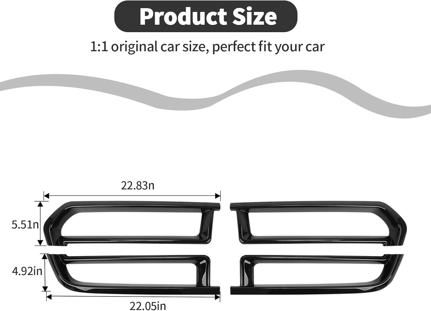 Front Grill Inserts Cover Trim Fit for 2011-2020 Dodge Durango,Outer Car Front Grille Bezel Frame Trim Outside Front Grill Cover Guard Decor (Black)