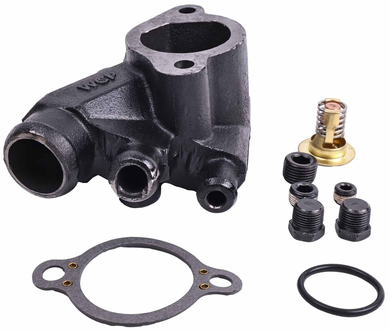 LSSOCH Thermostat Housing 3850360 0987716 0986292 with Thermostat 3856961 383307 Compatible With Volvo Penta V8 V6 4.3 5.0 5.7 7.4 8.2 4.3L 5.0L 5.7L