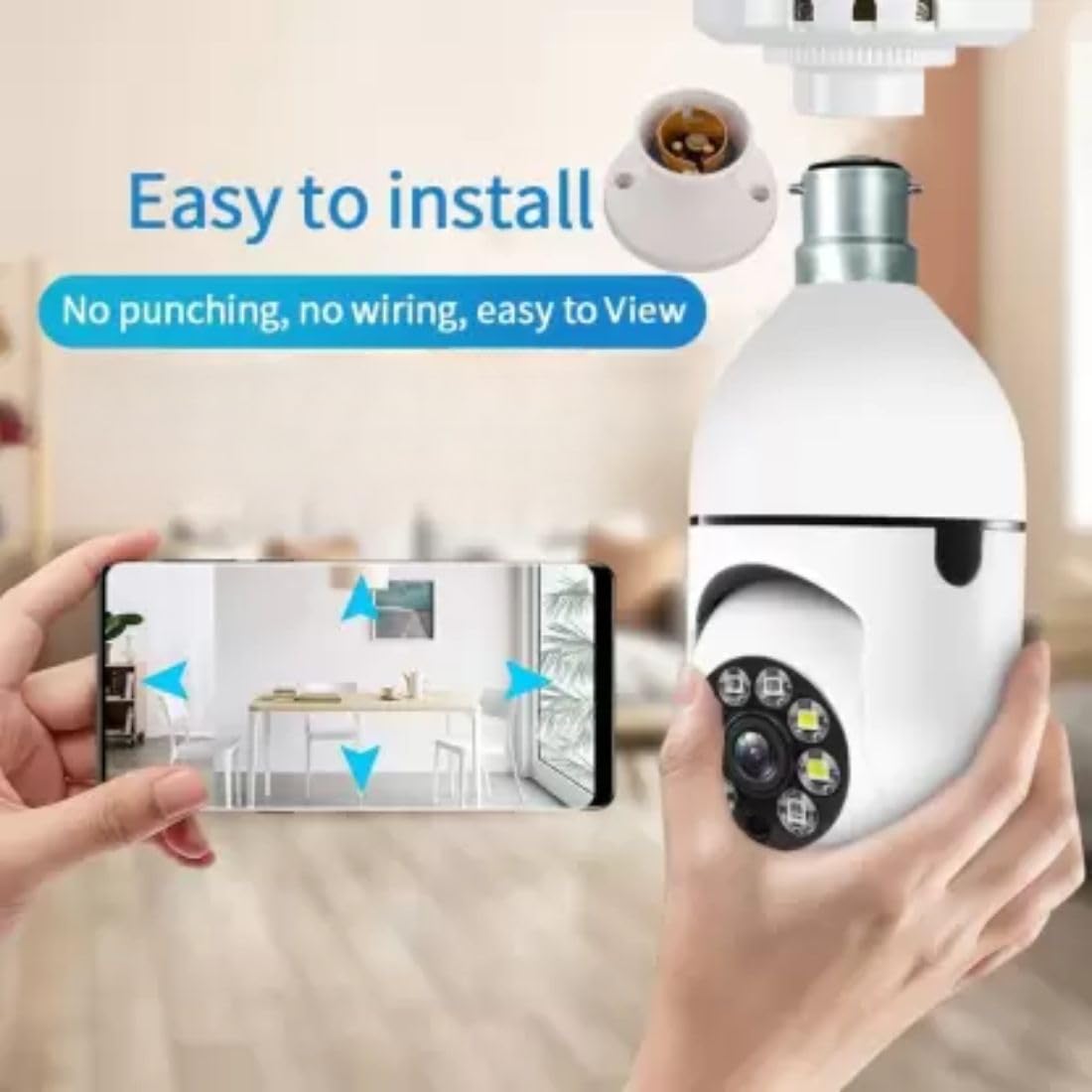 OneXsale 2MP WiFi LED Bulb Camera | Indoor HD CCTV | Motion Sensor | PTZ Pan/Tilt | Night Vision | Two-Way Audio 2