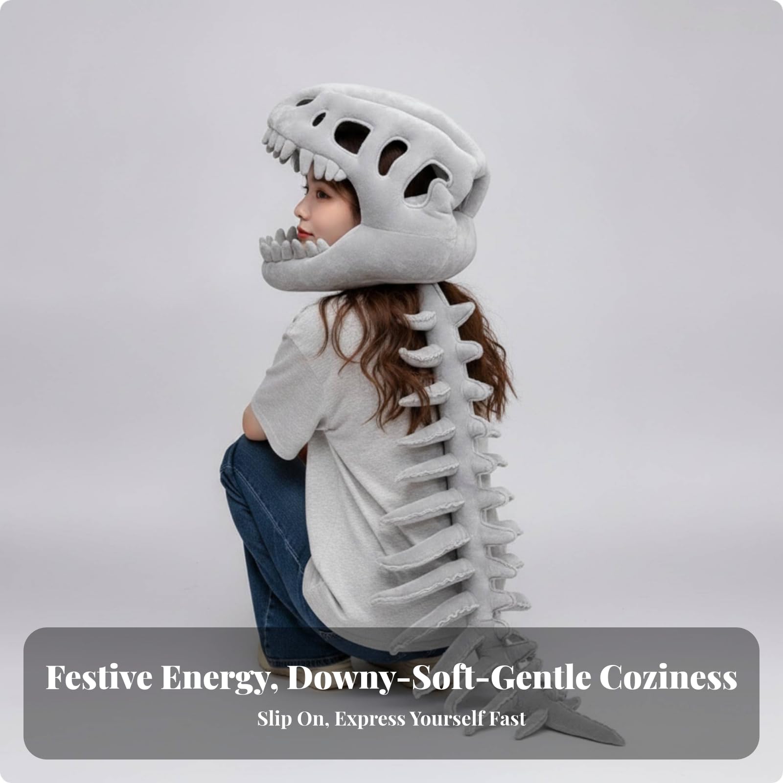 Cappello da Scheletro di Dinosauro | Morbido, Costume da Scheletro di Dinosauro, Imbottito, per Cosplay, Servizi Fotografici, Bambini, Adulti