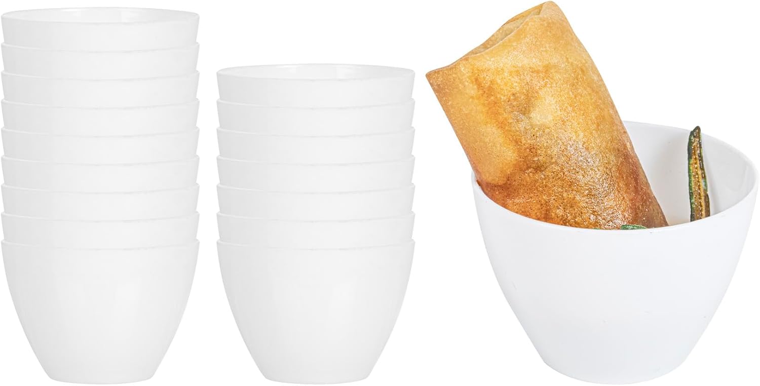 Restaurantware-2 Ounce Mini Tasting Bowls, 100 Round Bowls- Disposable, Heavy-Duty, White Plastic Dessert Bowls, For Weddings Or Catering