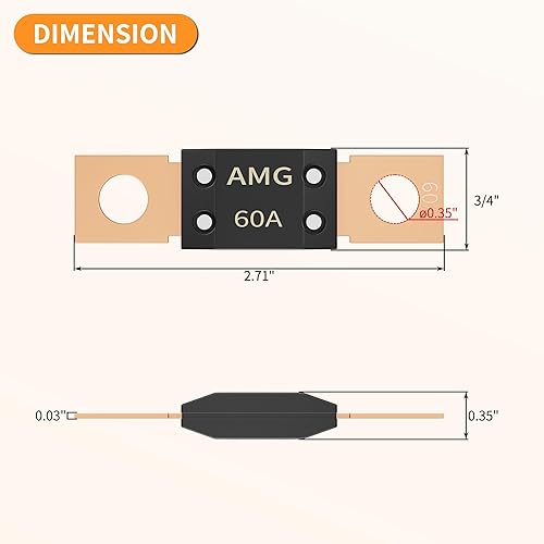 Vista 32 de Joinfworld 3 fusibles MEGA de 200 A, montaje de perno de alta corriente automotriz 200 Amp MEGA/AMG fusible para automóviles, camiones, vehículos